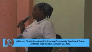 PPS Jefferson Cluster Enrollment Balancing Community Forum  1/26/13