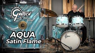 60s Gretsch Round Badge - Aqua Satin Flame