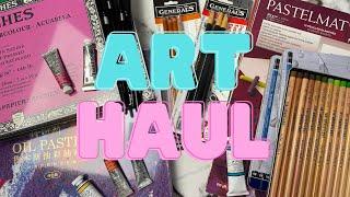 Big Art Haul Watercolors, Pastels, Charcoal, Paints, Brushes, Arches, Amazon, Art store haul