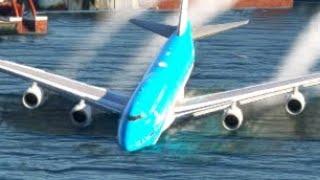 AIRPLANE // Emergency dangerous landing KLM Boeing 747 at Halifax airport