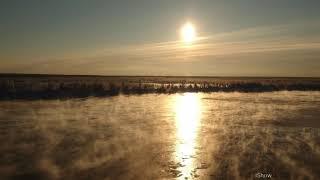 Dji Spark. Russia. Siberia. Winter. -18C. River Ob. Records. Flight during cold