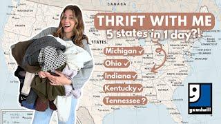 12+ Hour Thrifting ROAD TRIP | Thrift With Me | Thrift Haul Try On | Goodwill Thrift Haul