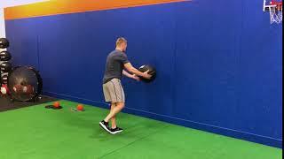 1 leg Anti Rotation Med Ball Hip Toss Taps to Wall