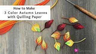 How to Make 3 Color Autumn Leaves with Quilling Paper | Quilling for Beginners