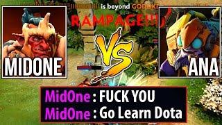 9k Mid Battle & Rampage - Ana vs MidOne Funny Trashtalk Dota2