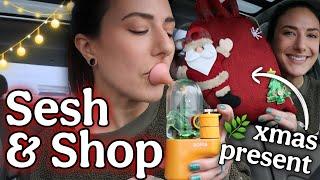 SESH & SHOP | shenanigans with my new rig and XMAS glass from bomb official