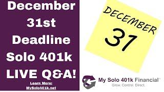  Last Chance: $1,500 Solo 401k Tax Credit Training |  LIVE Q&A