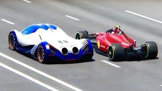 Ferrari F1 2022 NO WINGS vs Devel Sixteen at Drag Race 20 KM