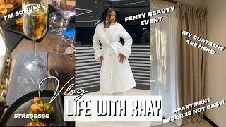 VLOG: MY CURTAINS ARE HERE! FENTY BEAUTY EVENT, BUSY WORK DAY, GROCERY HAUL, FULL GLAM MAKEUP