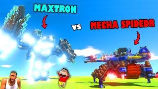 PINCHAN ULTRA MAXTRON vs CHOP MECHA SPIDER in Animal Revolt Battle Simulator with SHINCHAN