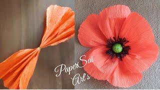 Giant Crepe paper flower for room decoration,como hacer flores de papel crêpe,Poppy@PaperSai Art's