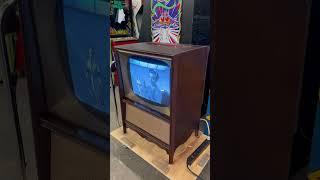 Vintage CRT TV Prop Rental - 1950s Console w/ commercials