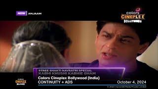 Colors Cineplex Bollywood (India) continuity + ads | October 4, 2024