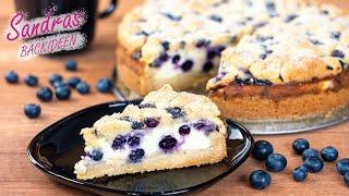 Streuselkuchen mit Blaubeeren und Schmand | Blaubeerkuchen