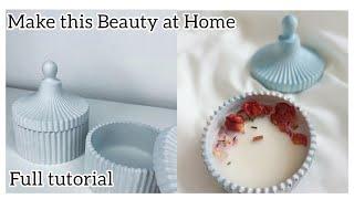 Making Concrete Candle Jars | Trinkets Jars Candle | How to Make Dried Flower Candle At Home