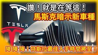 在等這台？馬斯克暗示將有新車種！降降降 特斯拉最佳入手時間將至！最新車輛安全排名太意外 Musk hints at new Tesla！