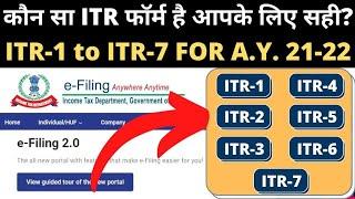 Which ITR Form to file in A.Y 2021-22? जानिये कौन सा ITR फॉर्म आपके लिए सही? How to choose ITR Form?