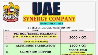 UAE JOBS IN SYNERGY COMPANY M-Ph. 94183-81725, 98161-71358, @foreignemploymentinfo.vaca7070