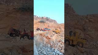 BOBCAT LOADER Pushes Tractor Trolley Out of Trouble | Must-see Crushing Plant Operations! #trolley