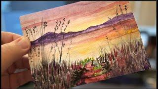 Paint This Simple Purple Watercolor Sunrise