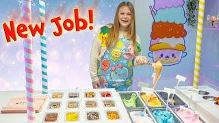 Assistant Helps First Day on the Job at the Slime Ice Cream Parlor