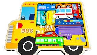 Learn Vehicles, Fire Truck, Train, Bus with Activity Puzzle | Preschool Toddler Toy Learning Video