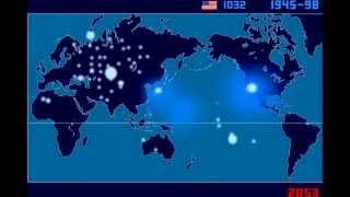 A Time Lapse Map of Every Nuclear Explosion Since 1945   by Isao Hashimoto