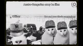 Austro-Hungarian army be like (goat talking to clueless cat meme)