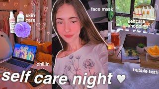 self care night (ﾉ◕ヮ◕)ﾉ*:･ﾟ skincare, bubble bath,  face mask, chilling
