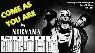 COME AS YOU ARE {NO CAPO} Nirvana (Absolute Beginner Guitar Chord, TAB & Strum Play-Along w/ Lyrics)