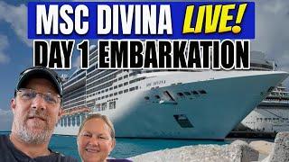 LIVE ON THE MSC DIVINA With Tall Man's Cruise Adventures!!! Day 1