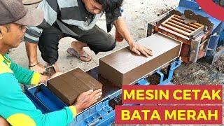 Making Red Bricks from Clay with a Brick Molding Machine