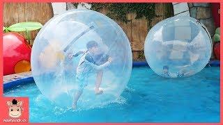 Giant Balloon! Funny Water Walking Ball Play For Kids | MariAndKids