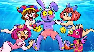 POMNI RAGATHA & PRINCESS Want to Kiss JAX in the Pool! THEY'RE IN LOVE?! DIGITAL CIRCUS Minecraft