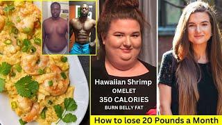 FAT FREE Shrimp Hawaiian Omelet. How to lose 20 Pounds a Month.