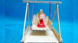 Ice Cream Stick Swing / DIY Popsicle Stick Crafts / Swing Craft Ideas / Ice Cream Stick Jhula Crafts