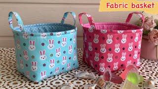Small fabric box, fabric basket ,fabric storage box tutorial , how to fabric box ,wandee easy sewing