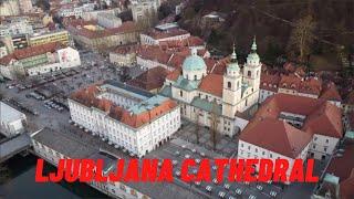 Cathedral of Ljubljana - Dragon Bridge and Ljubljanica River 4K