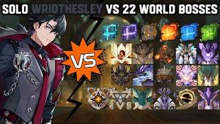 Solo C0 Wriothesley vs 22 World Bosses Without Food Buff | Genshin Impact