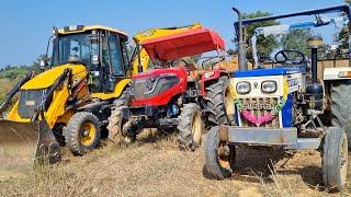 Jcb 3dx Eco Xpert Machine Loading Red Mud In Mahindra and Swaraj Tractors | Jcb Tractor Cartoon