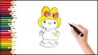 How to draw hello kitty, Step by step tutorial, Magic fingers art