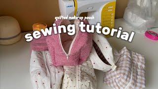 DIY make-up bag sewing tutorial - beginner sewing project - quilted pouch sew along