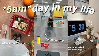 5am day in my life | gym routine, what I eat in a day & how to wake up earlier & be productive 