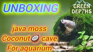 Unboxing java moss coconut cave for aquarium #trendingvideo #aquariumfish #bettafish #gorkhakhukuri