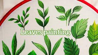 Class 14 How to paint Leaves on cloth ‍    Fabric Painting For Beginners Day 14 Leaves painting