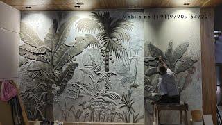 Cement 3D Wall Mural || Relief Landscape on the wall || Wall Relief Work || White Cement