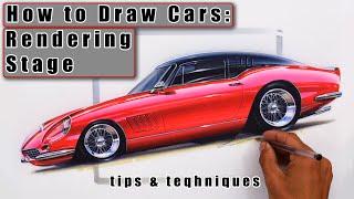 How To Draw Cars || Rendering Stage || Custom Ferrari 275 Marker & Airbrush Overview