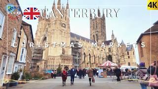 Canterbury Kent Medieval City Walking Tour2024 Christmas Market  Cathedral  Westgate Park 4K