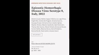 Epizootic Hemorrhagic Disease Virus Serotype 8, Italy, 2022 | RTCL.TV