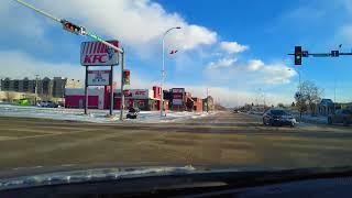 Driving around Fort McMurray on a bright winter day [Dashcam]